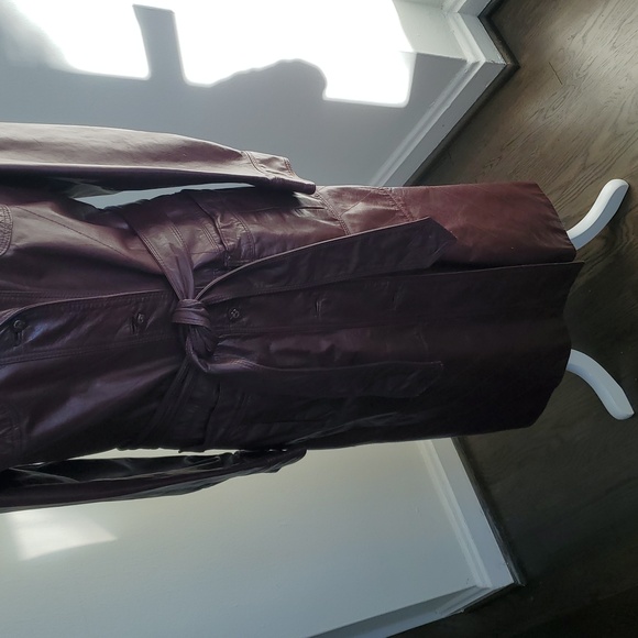 Etienne Aigner Vintage Leather Trench Coat In Burgandy/Oxblood [modern] Sz 8 - Picture 2 of 12